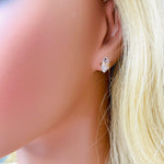 Large Herkimer Diamond earrings, Stud Earrings Raw Diamond Earrings, minimalist Crystal post earrings, gift for wife, girlfriend, bridesmaids