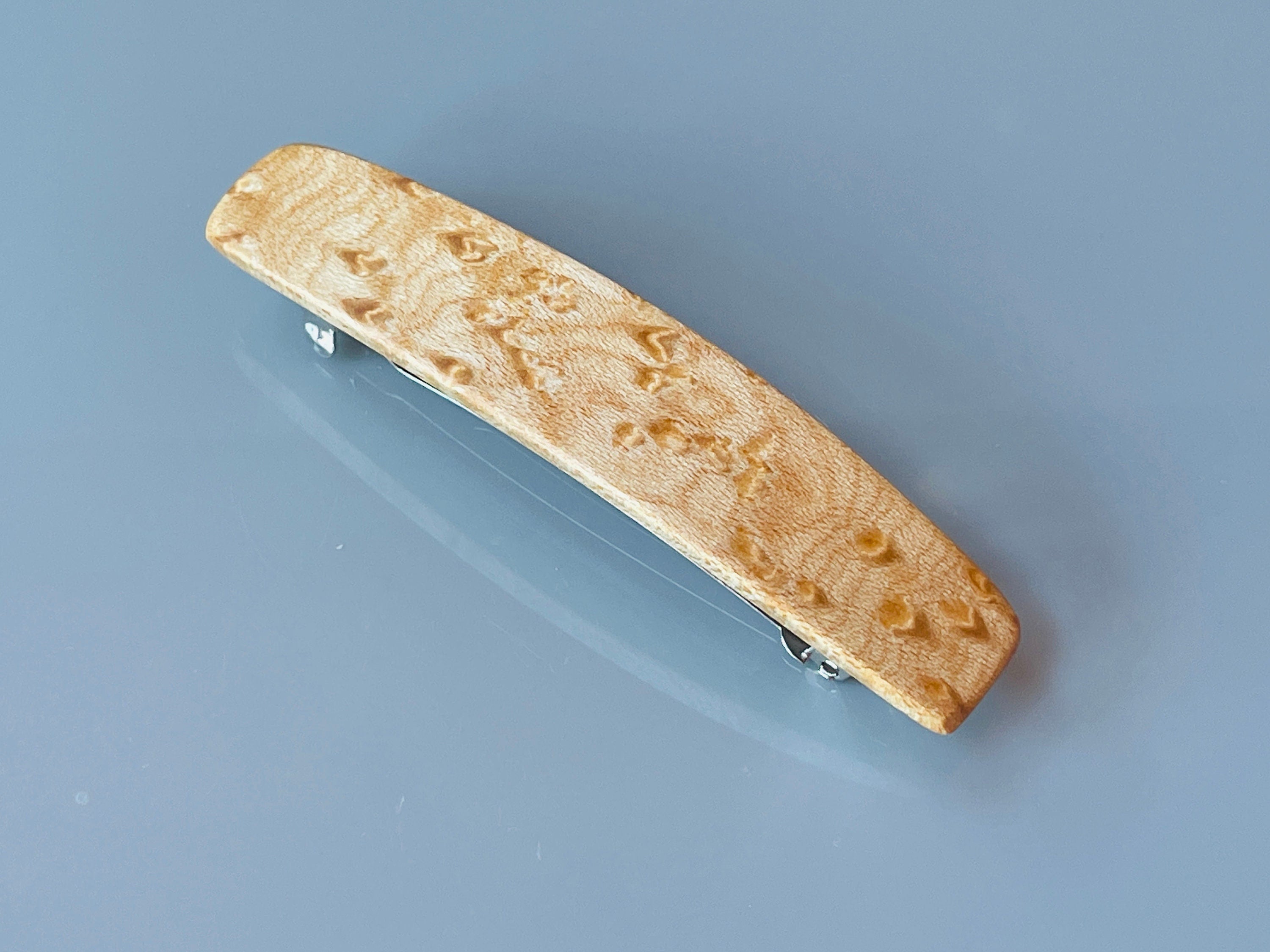 Medium Birdseye Maple light wood hair barrette, wood hair clip, wooden hair clip