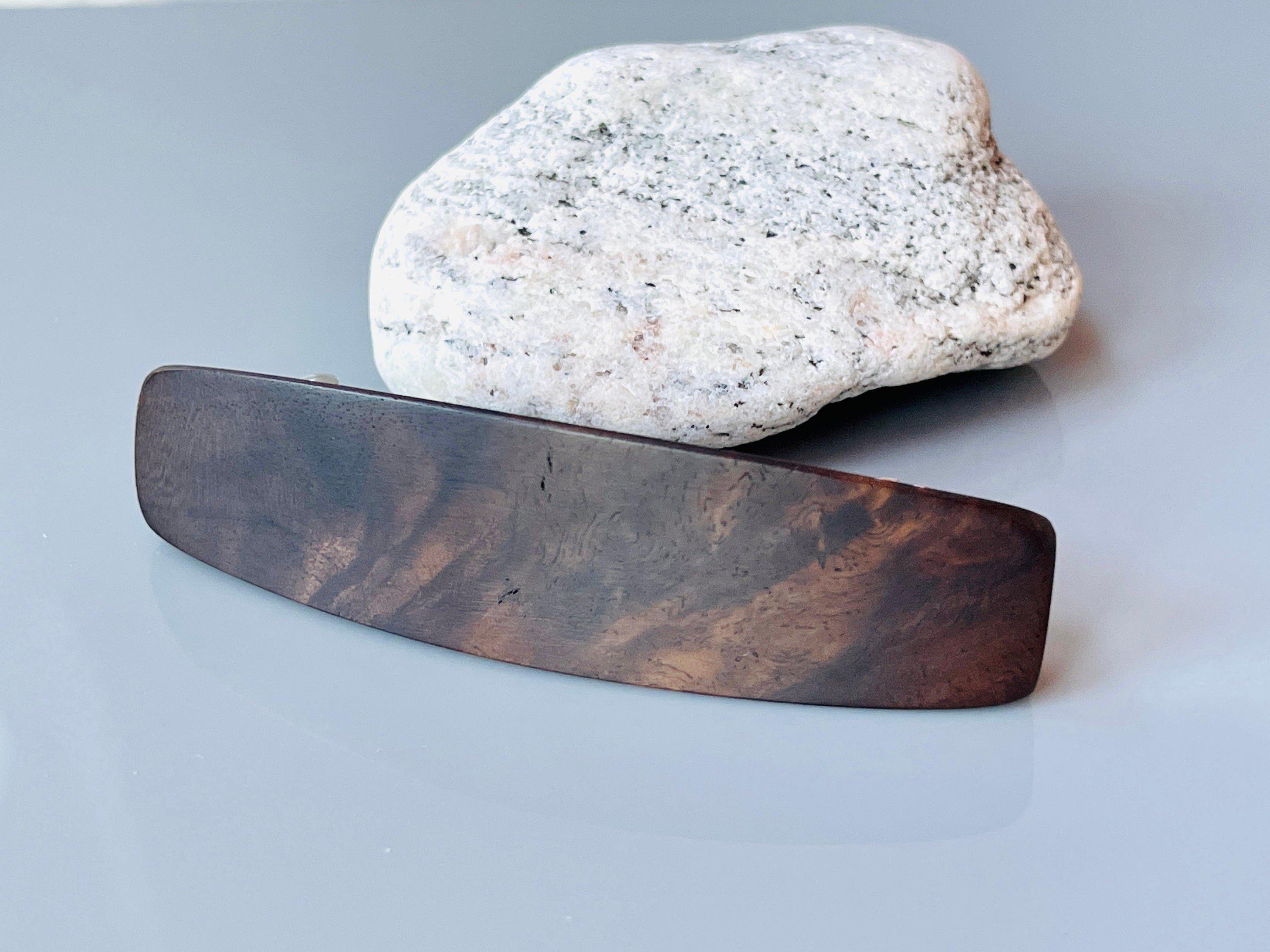 Hair Clip for Women Wood Barrette for long hair Walnut Burl Medium Minimalist Plain Hair Clip Claw Handmade elegant Wooden gift for Wife