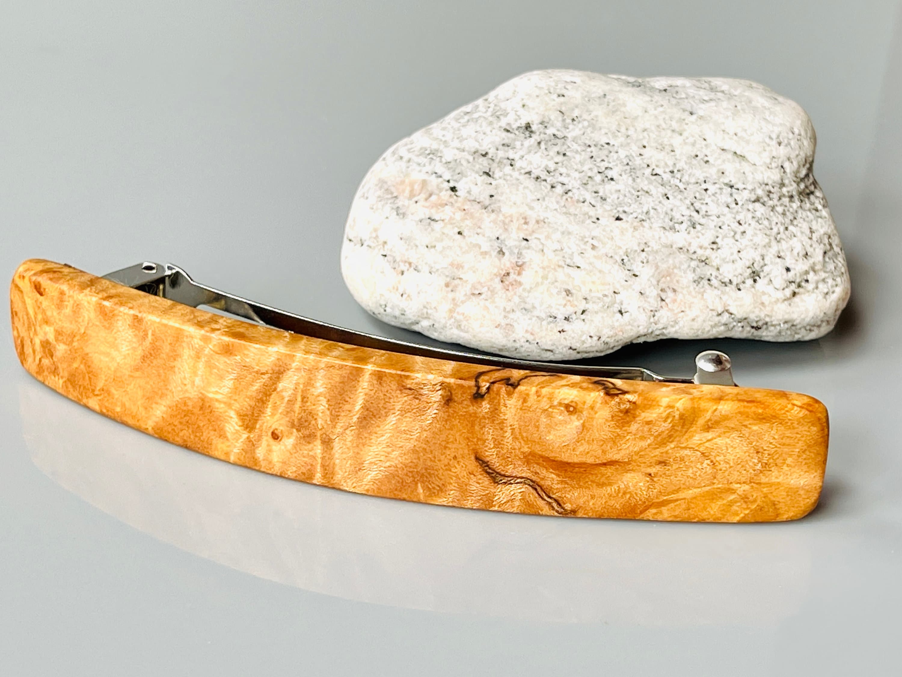 Wood hair clip, Hair Clip for thick hair, light wood barrette, XL Maple Burl wooden barrette, wooden hair clip 5th anniversary gift