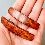 Wood Hair Clips Small wooden hair barrettes for women Fine Hair barrettes for bangs, Tigerwood Children's hair gift for wife, girlfriend