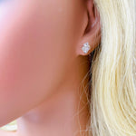 Medium Herkimer Diamond earrings, Stud Earrings Raw Diamond Earrings, minimalist Crystal post earrings, gift for wife, girlfriend, bridesmaids