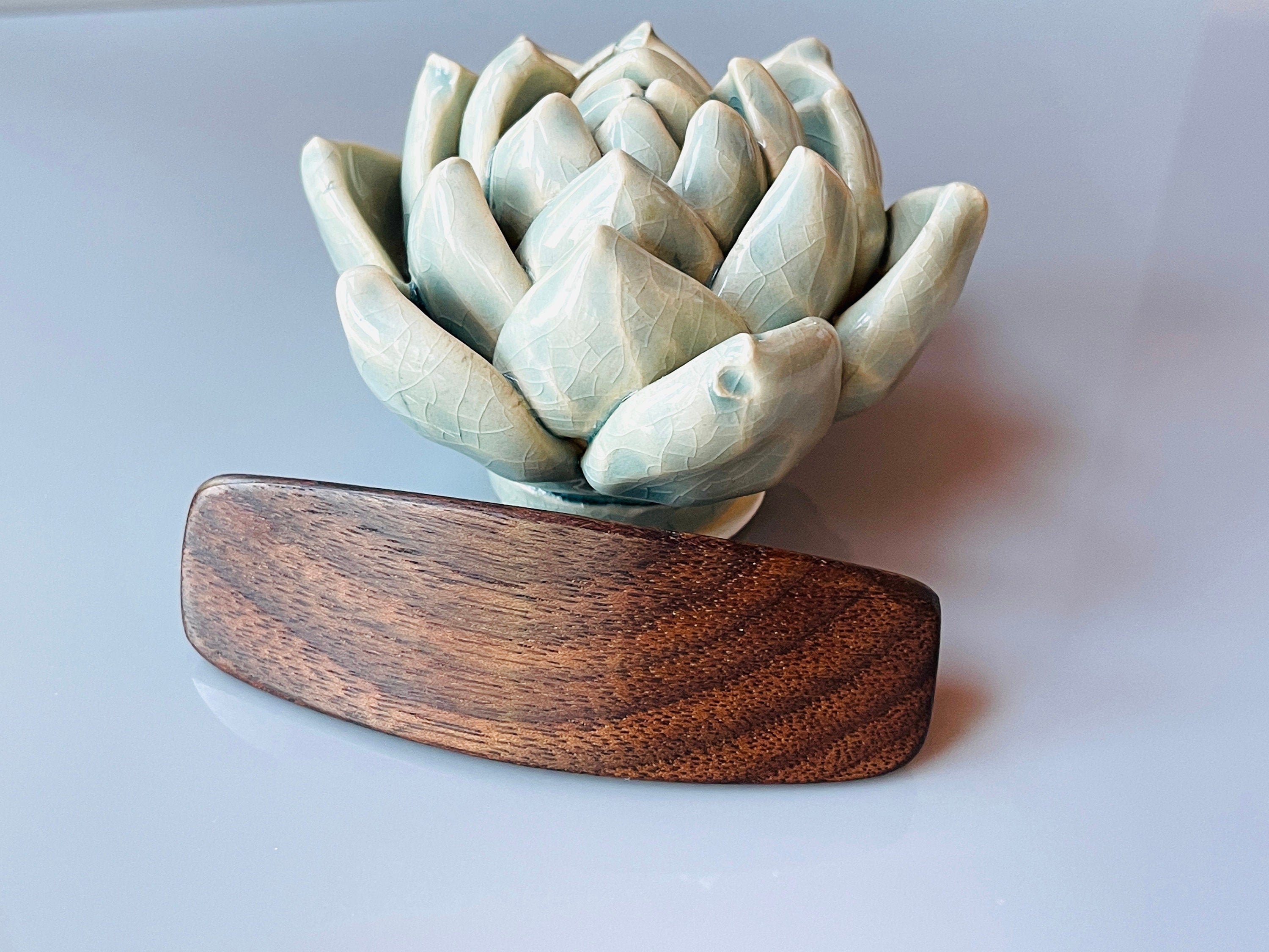 Medium Walnut Wood Barrette, Backyard Woods series wooden hair clip