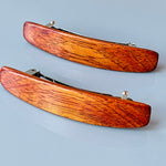 Small Redwood Burl wood barrettes, wooden hair clips for fine hair