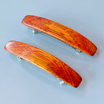 Small Redwood Burl wood barrettes, wooden hair clips for fine hair
