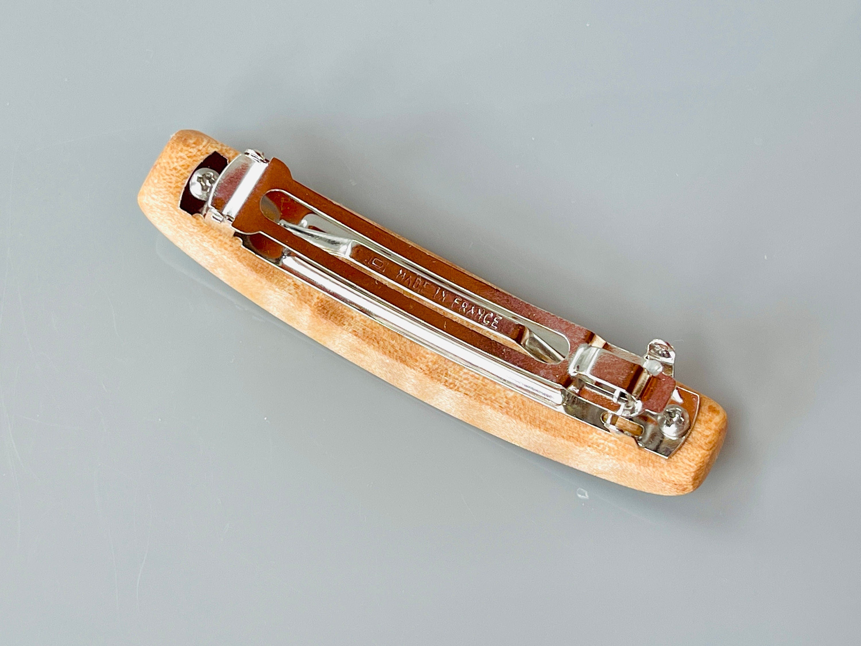 Medium Curly Maple Wooden Barrette, Fine Hair barrette