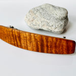 Large Curly Koa wood barrette, Luxury wood 5th Anniversary Gift Hawaiian