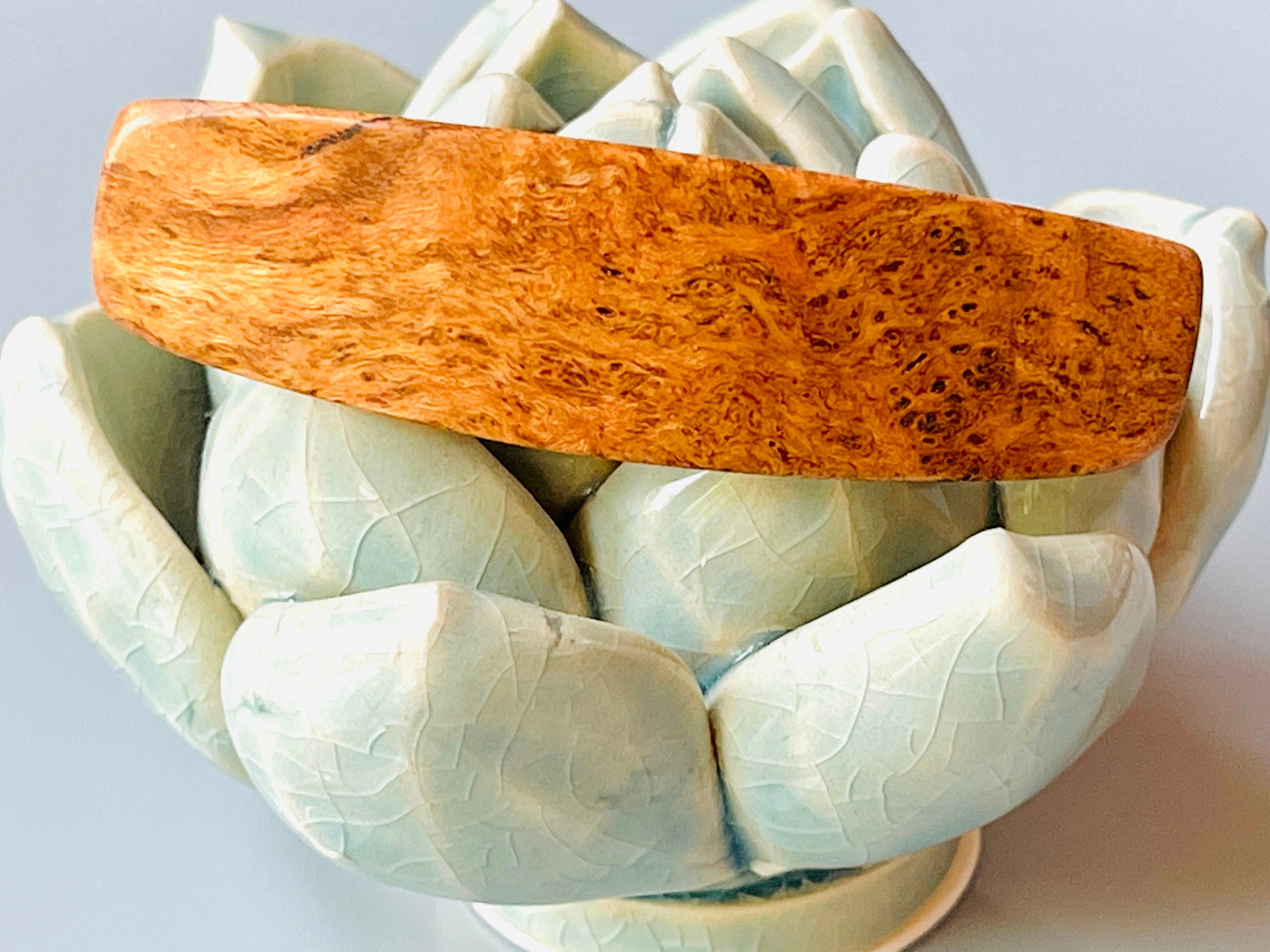 Small Hair Clip, wood non slip, fine hair Barrette for women Cherry Burl Local Wood 5th Anniversary gift for wife girlfriend minimalist claw