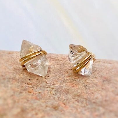 Herkimer Diamond earrings, Stud Earrings Raw Diamond Earrings, minimalist Crystal post earrings, gift for wife, girlfriend, bridesmaids