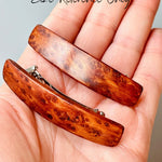 Small Barrettes for women Mahogany wood hair clips for fine hair