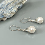Facetted Pearl Earrings Dangle Sterling Silver