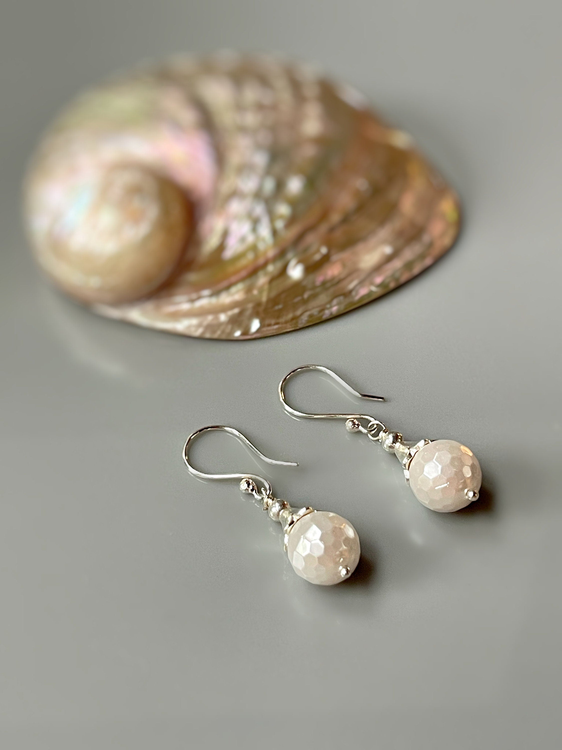 Facetted Pearl Earrings Dangle Sterling Silver