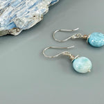 Dainty Larimar Earrings, sterling silver