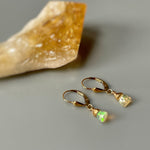 Dainty Opal earrings 14k Gold Dangly Opal Lever backs