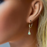 Dainty Opal earrings 14k Gold Dangly Opal Lever backs