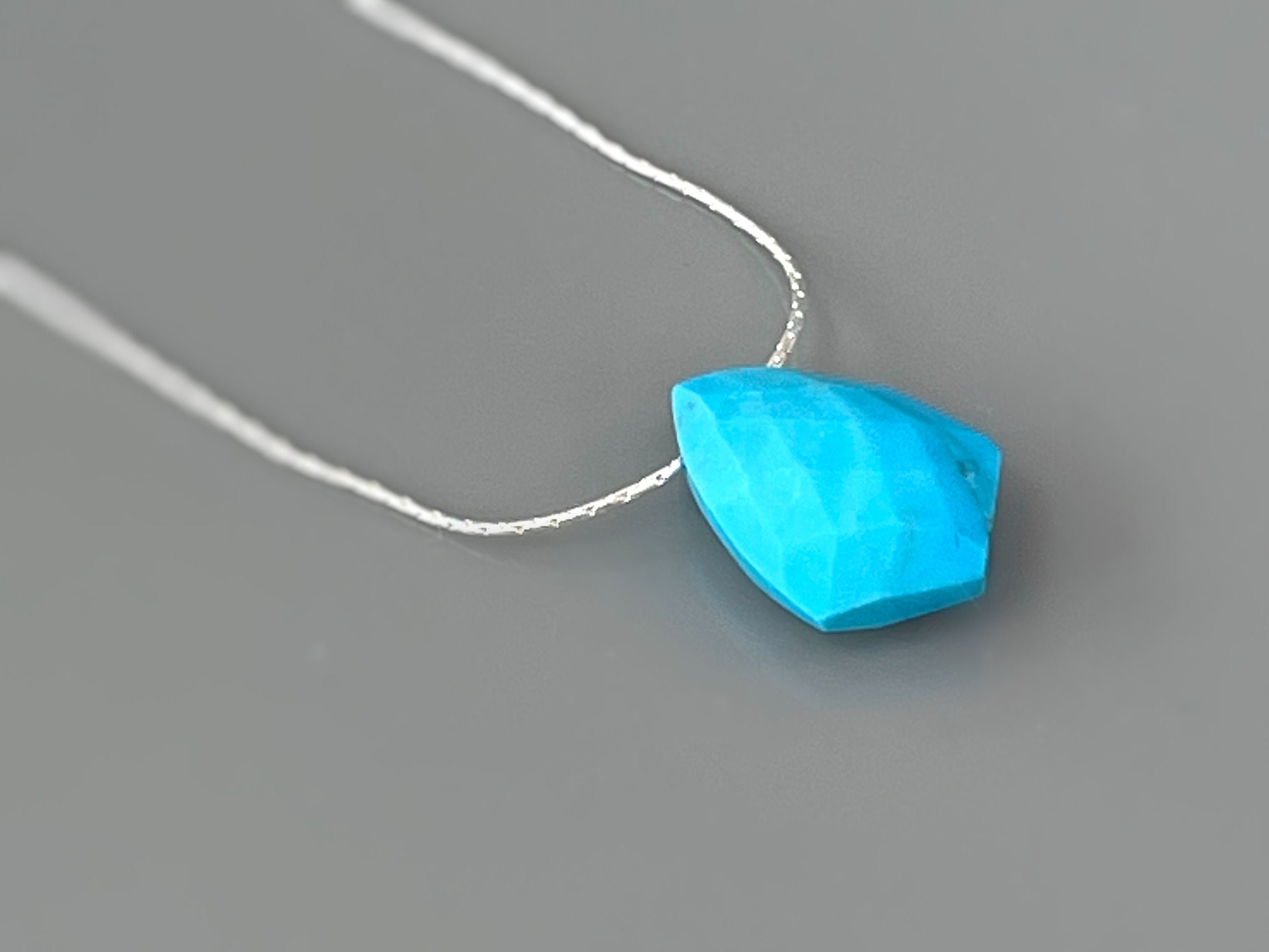 Facetted Turquoise Necklace Gold, Sterling Silver Choker