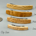 Medium Birdseye Maple light wood hair barrette, wood hair clip, wooden hair clip