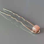 Rose Quartz Pink Gemstone Hair Pins Silver Bobby Pins