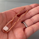 Rose Quartz Pink Gemstone Hair Pins Silver Bobby Pins