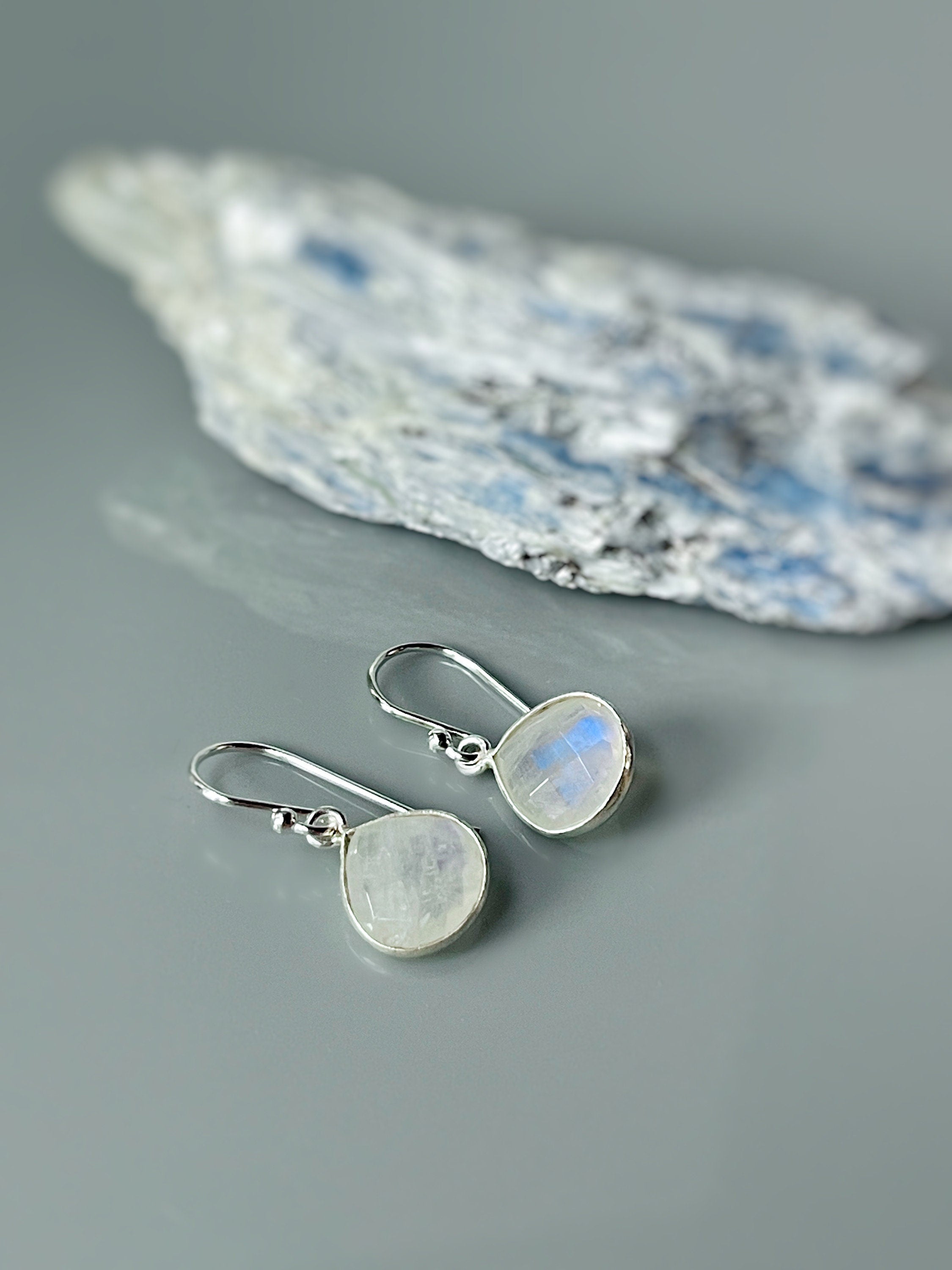 Facetted Moonstone Earrings Sterling Silver