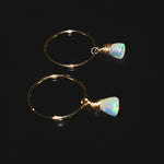 Gold Opal Hoop earrings 14k Gold Fill Dangly
