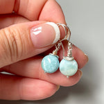 Dainty Larimar Earrings, sterling silver