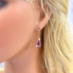 Pink Amethyst Earrings Dangle Sterling Silver