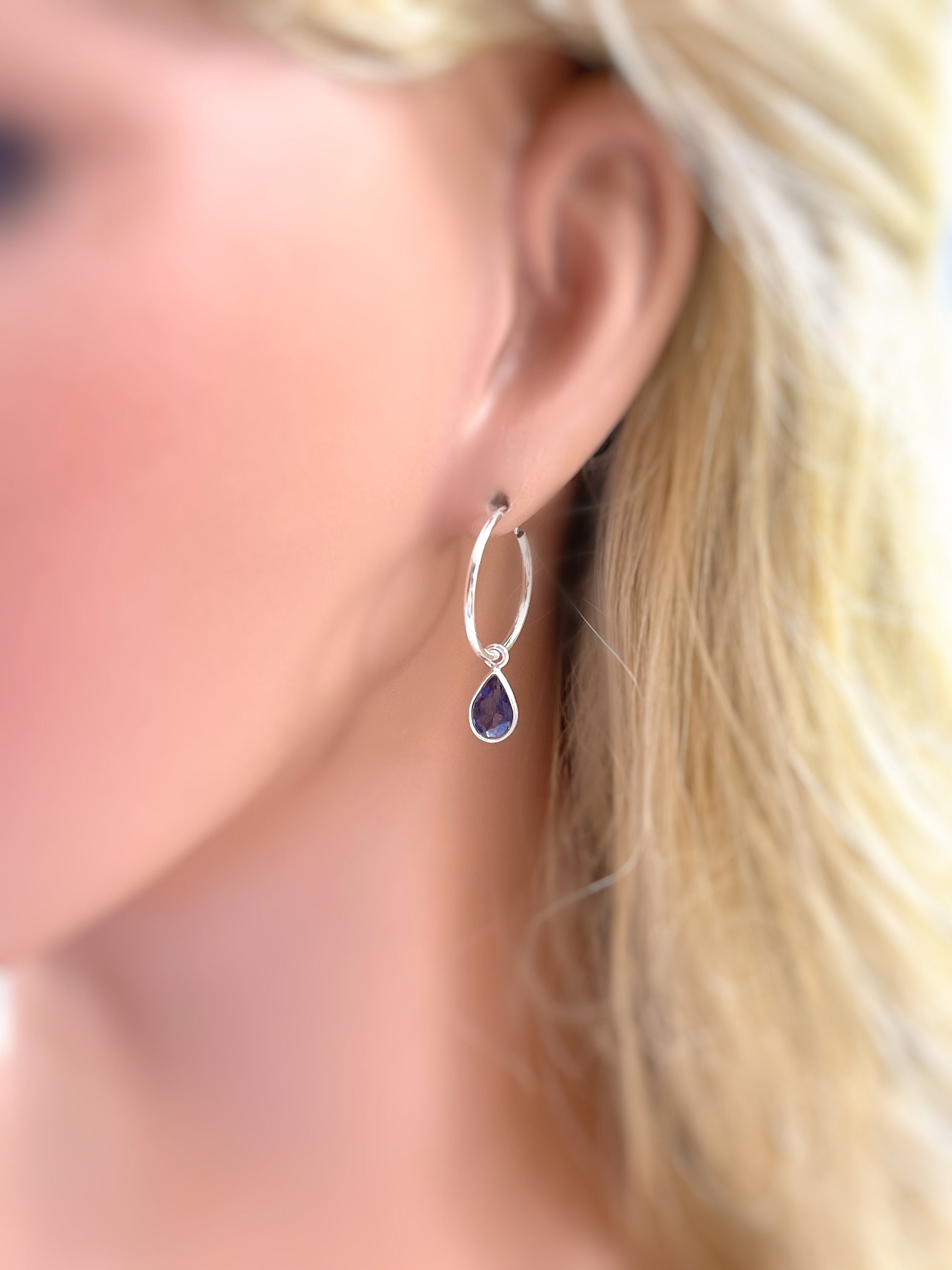 Iolite Hoop earrings Sterling Silver