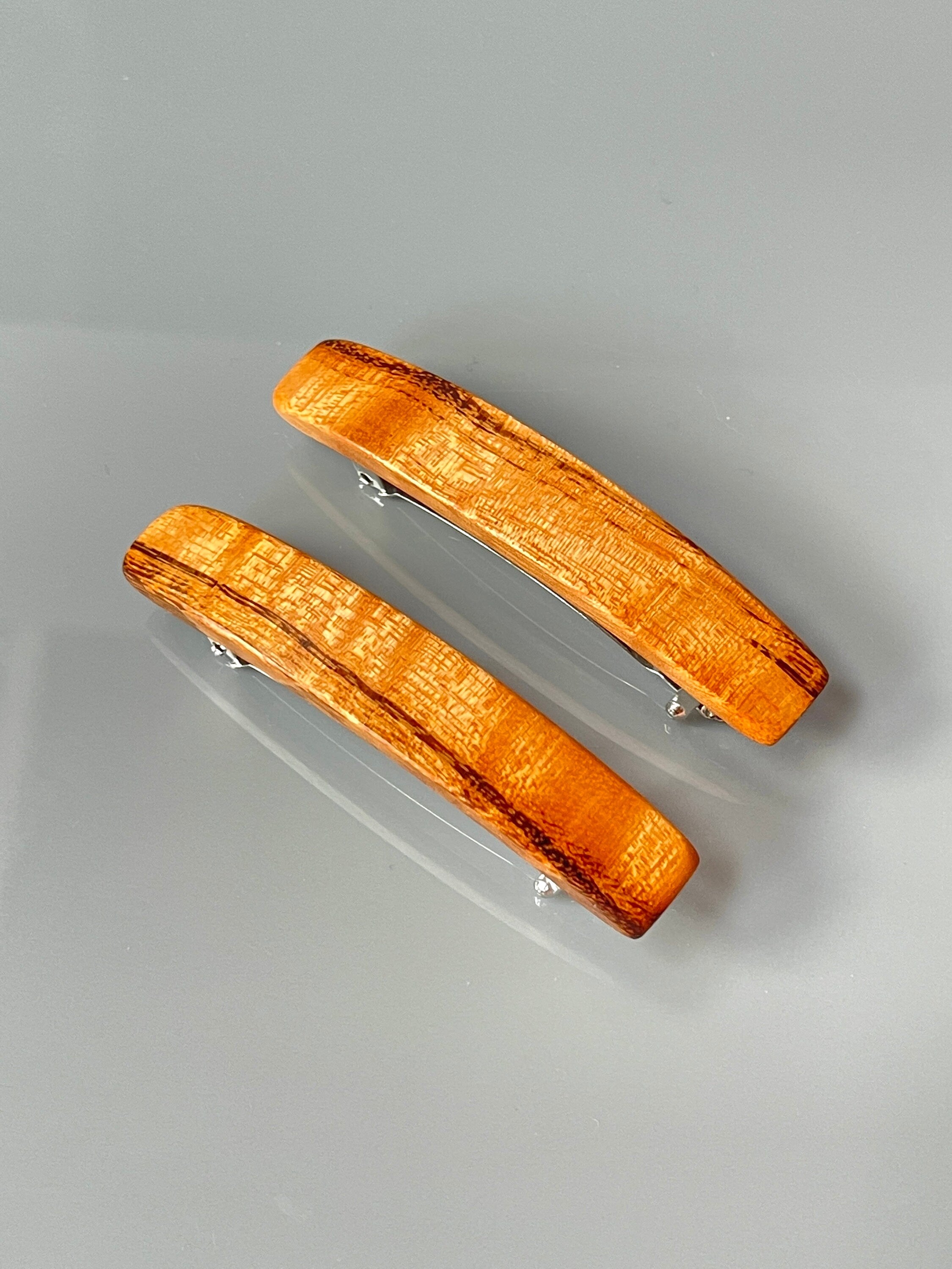 Wood Hair Clips Small wooden hair barrettes for women Fine Hair barrettes for bangs, Tigerwood Children's hair gift for wife, girlfriend