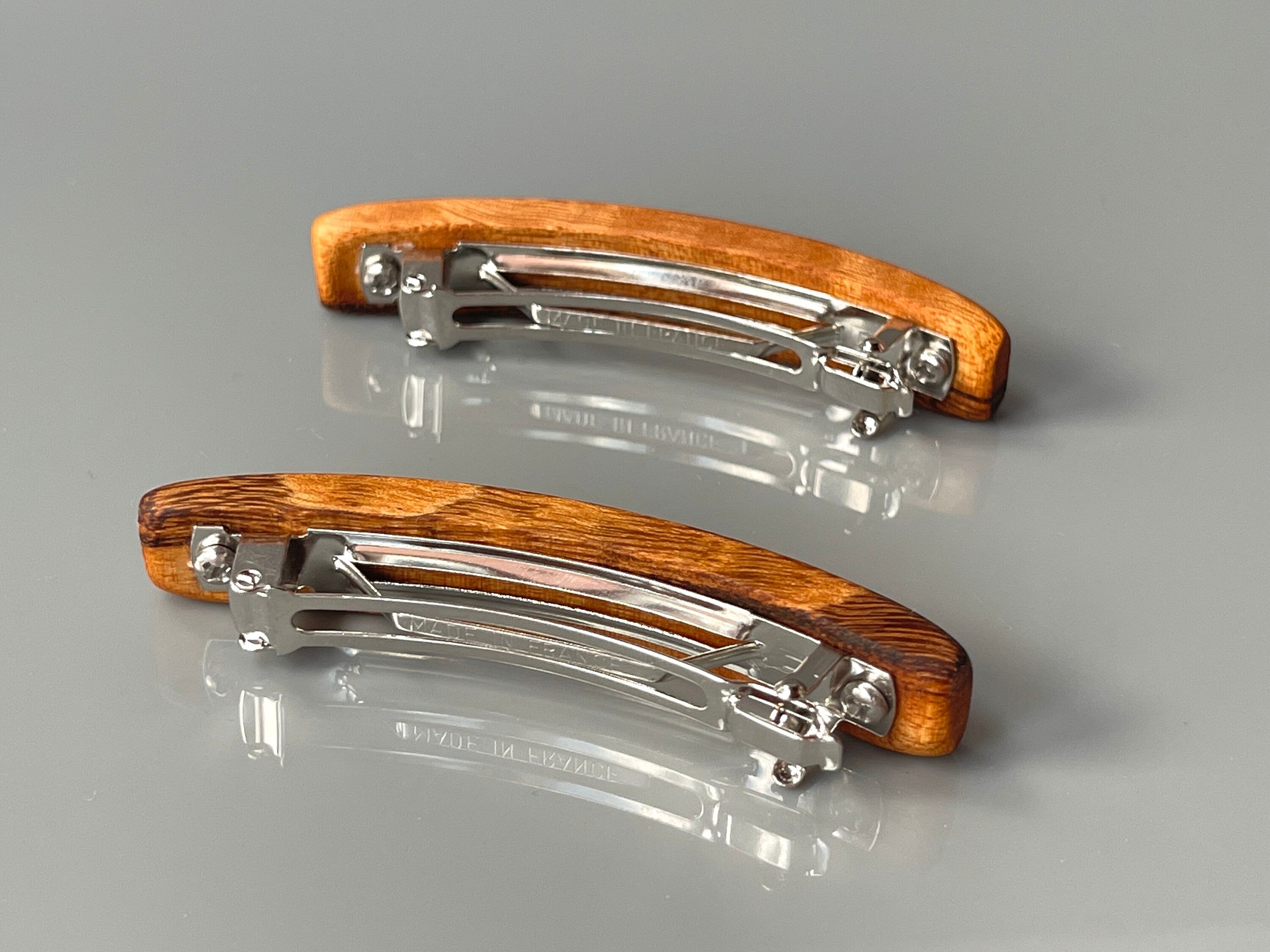 Wood Hair Clips Small wooden hair barrettes for women Fine Hair barrettes for bangs, Tigerwood Children's hair gift for wife, girlfriend