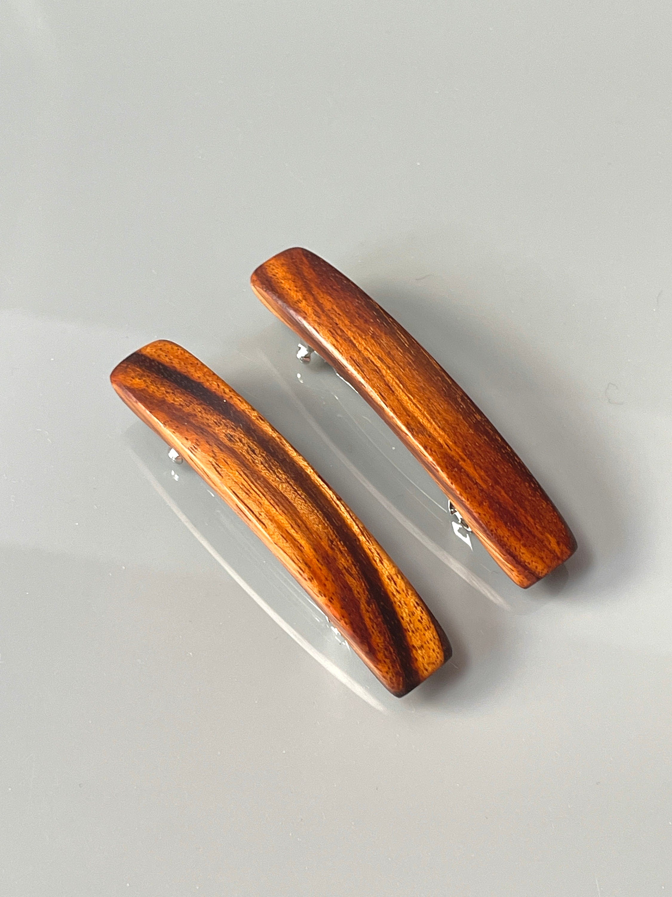 Wood Hair Clips Small wooden hair barrettes for women Fine Hair barrettes for bangs, Tigerwood Children's hair gift for wife, girlfriend