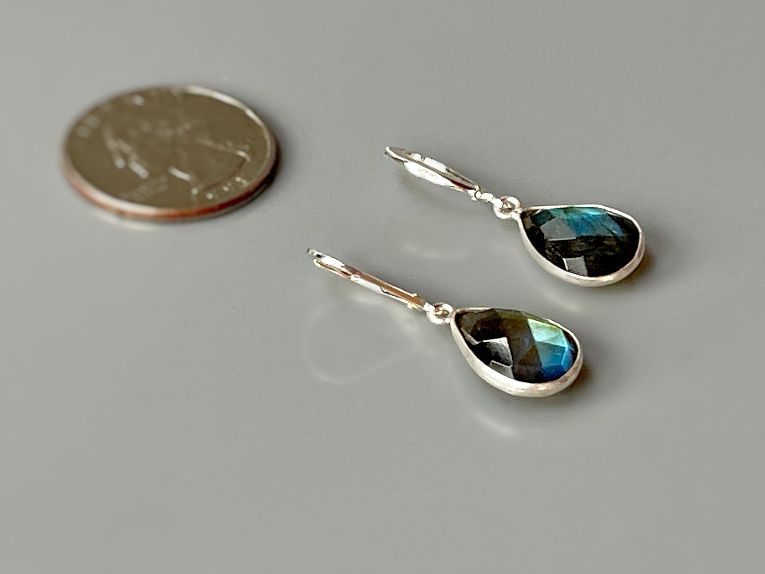 Labradorite earrings Sterling Silver, Gold
