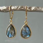 Labradorite earrings Sterling Silver, Gold