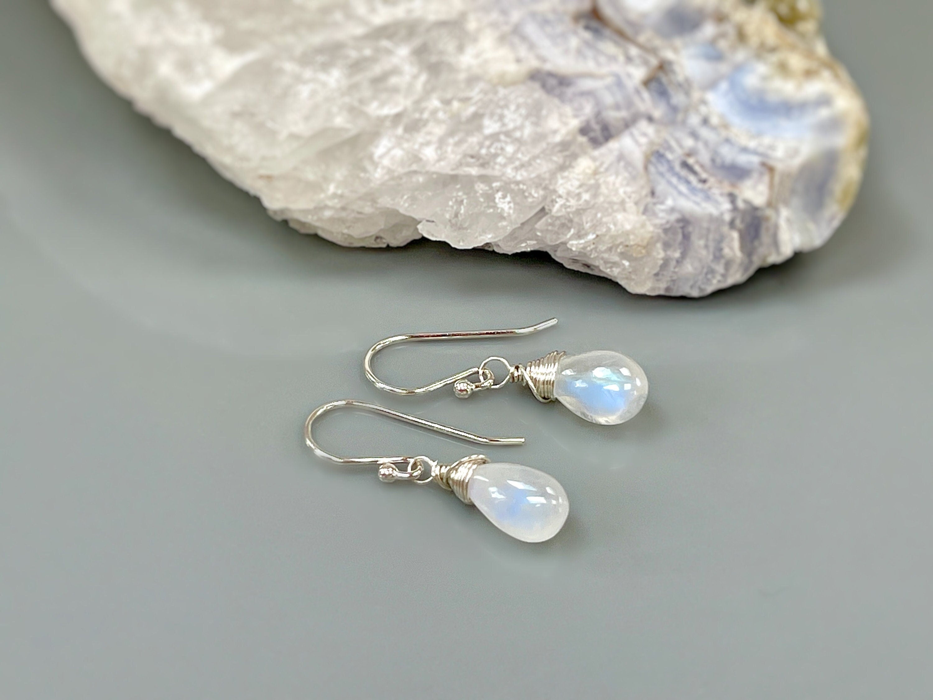 Smooth Moonstone Dangle Earrings