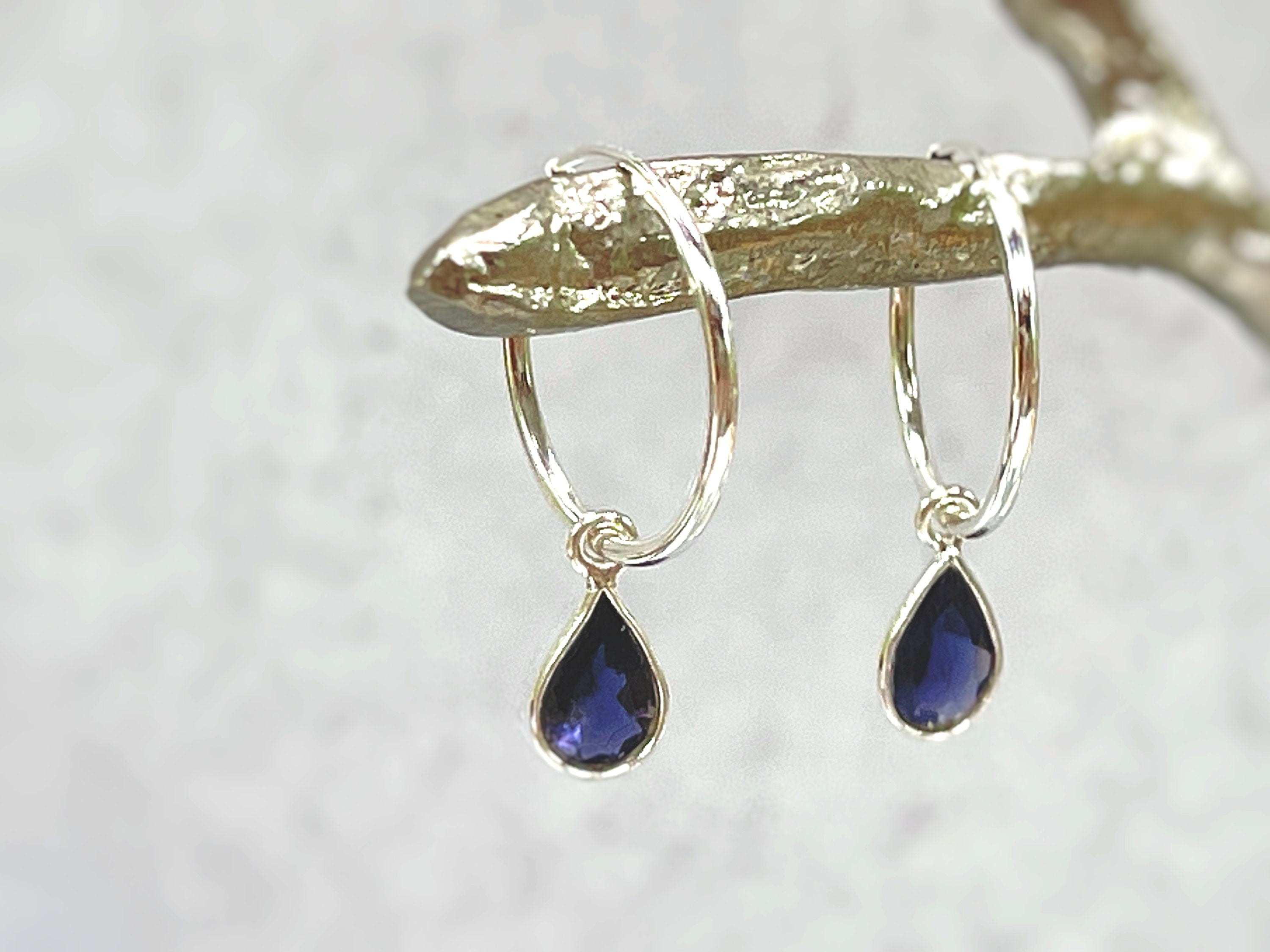 Iolite Hoop earrings Sterling Silver