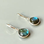 Handmade Labradorite Dangle Earrings minimalist gemstone drop earrings in sterling silver
