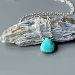 Turquoise Necklace, Sterling Silver Blue Gemstone Pendant Handmade Turquoise Jewelry Minimalist necklace for woman