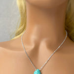Turquoise Necklace, Sterling Silver Blue Gemstone Pendant Handmade Turquoise Jewelry Minimalist necklace for woman