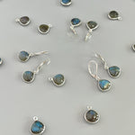 Group of Handmade Labradorite Dangle Earrings minimalist gemstone drop earrings in sterling silver
