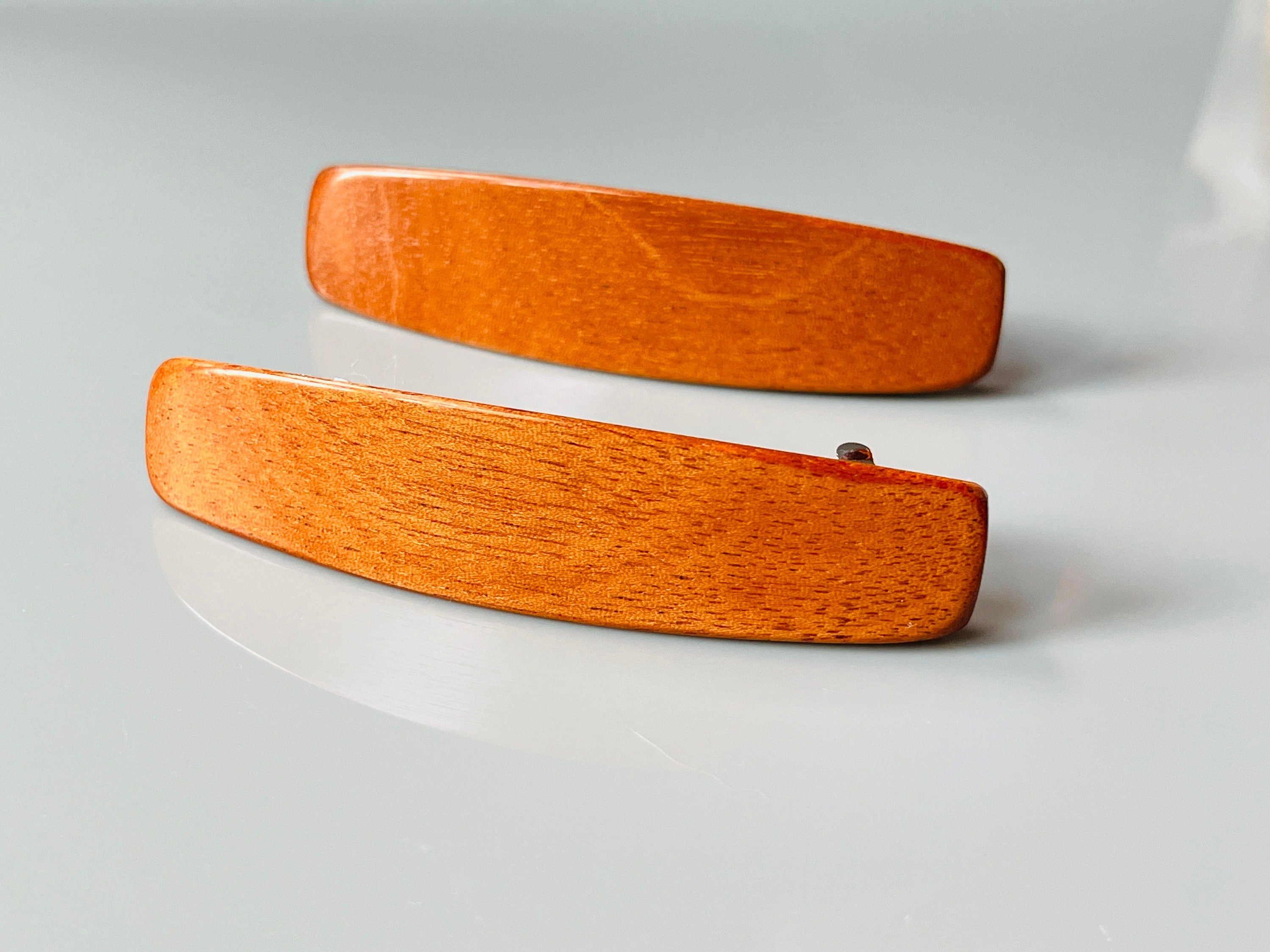 Medium Mahogany Wood Hair Barrette, red wood barrette, wooden barrette