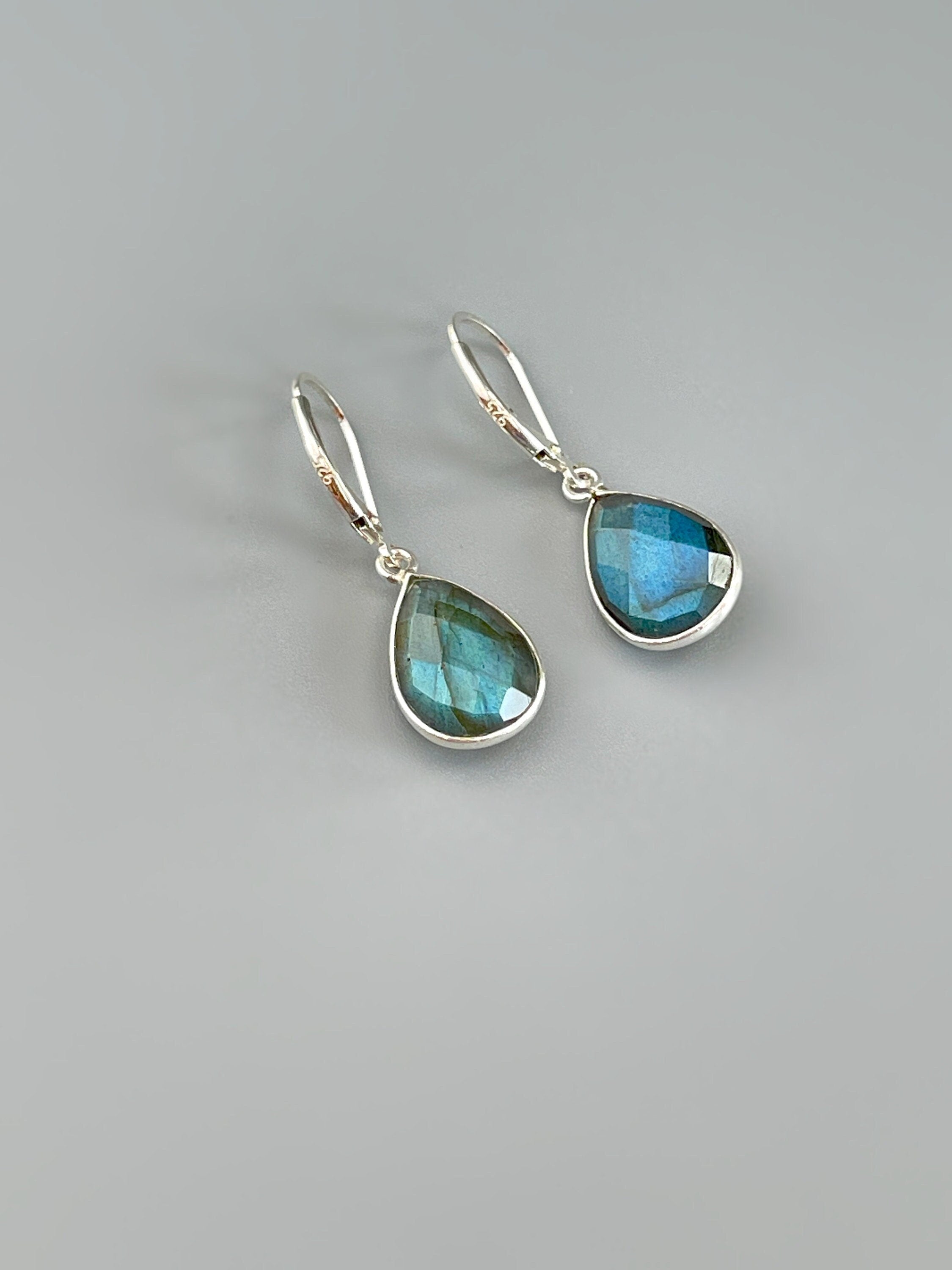 Labradorite earrings Sterling Silver, Gold