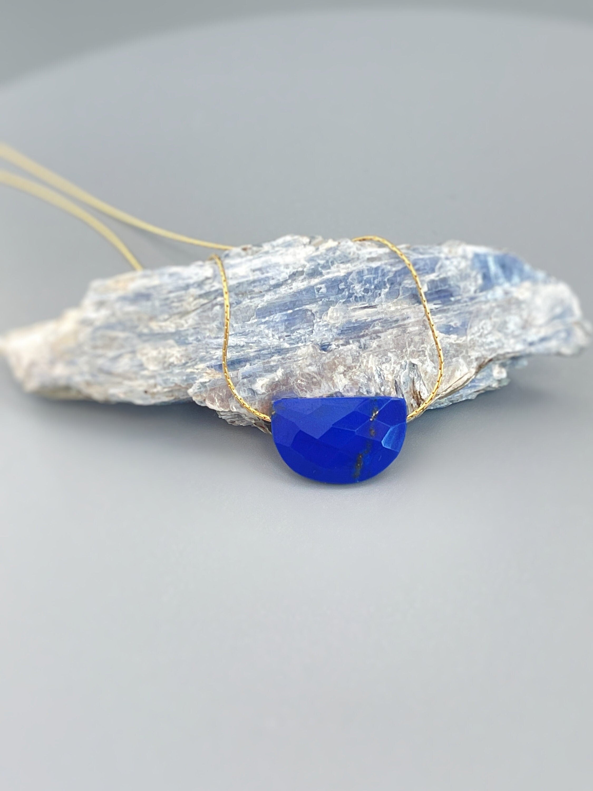 Lapis Necklace Elegant Gemstone Solitaire Necklace