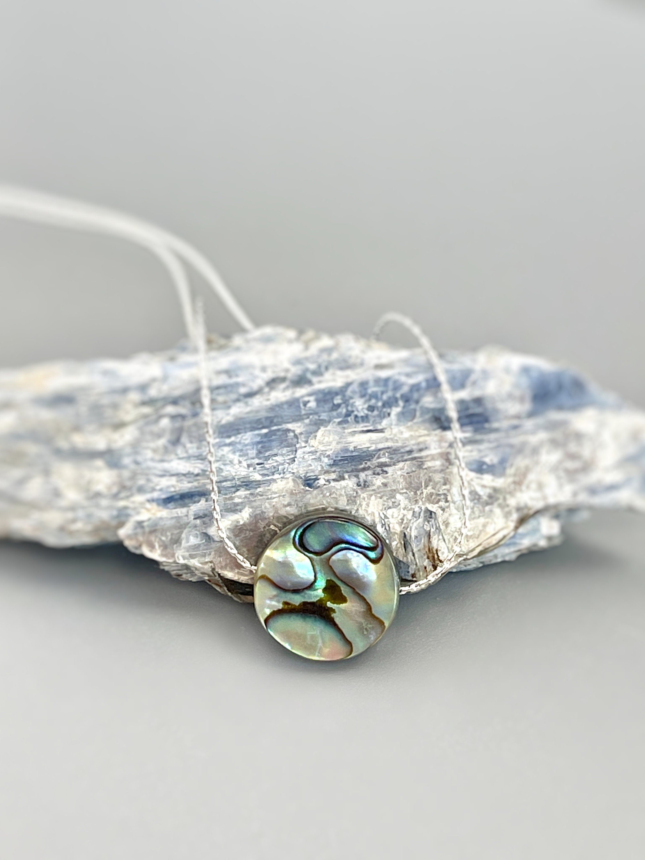 Abalone floating gemstone Solitaire Necklace