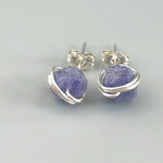Raw Tanzanite Stud Earrings Organic Gemstone Stud Earrings