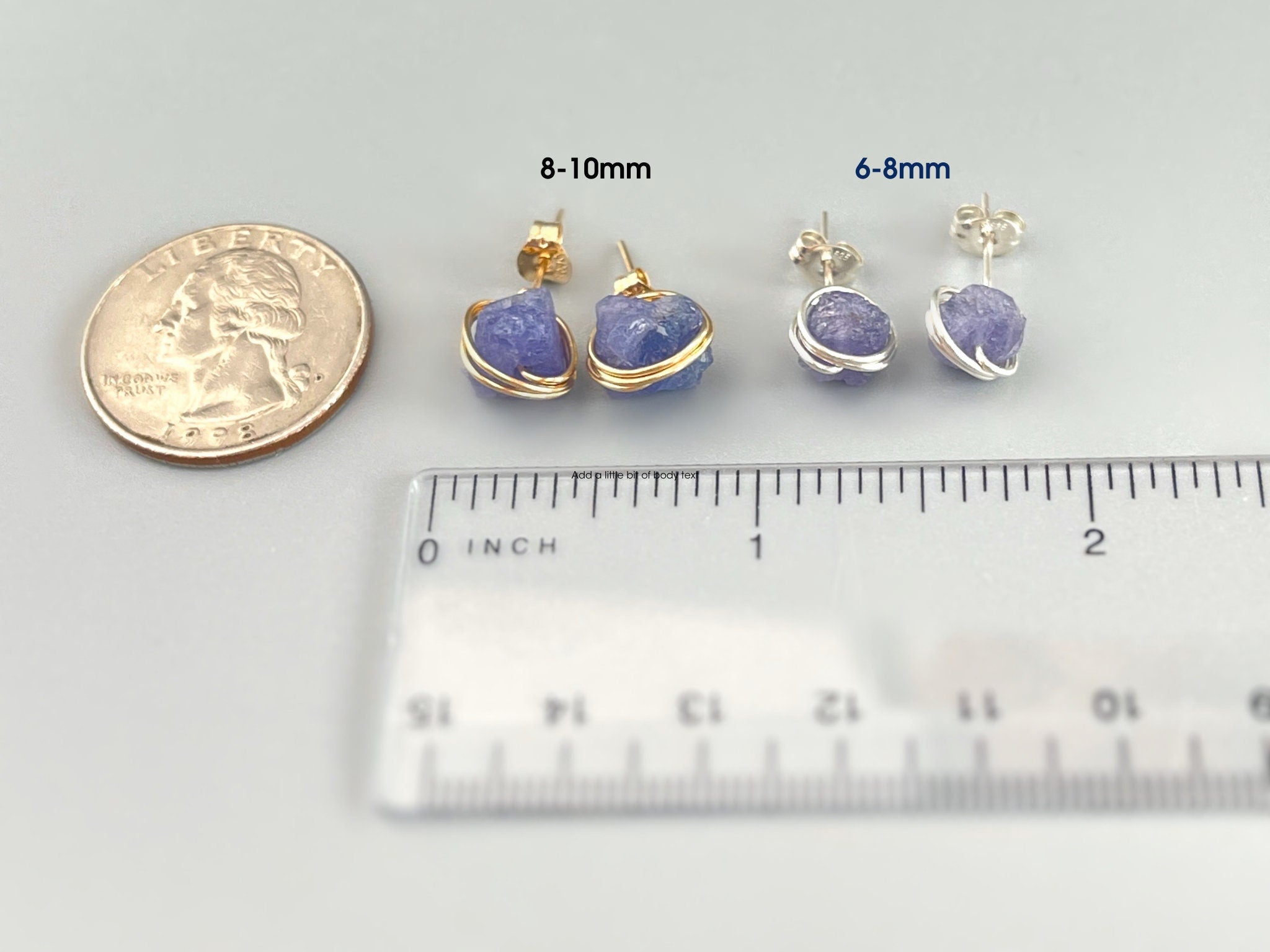 Raw Tanzanite Stud Earrings Organic Gemstone Stud Earrings