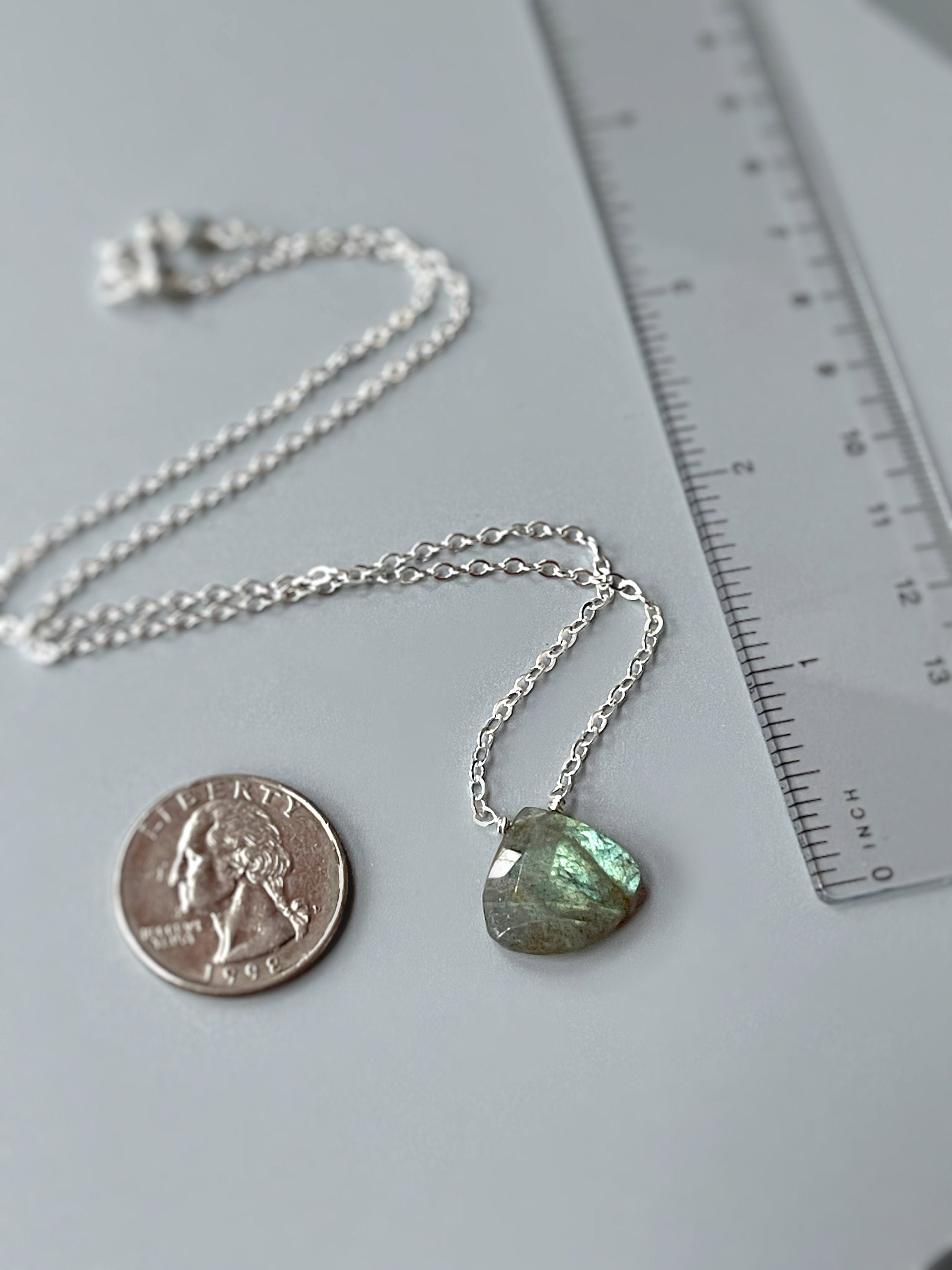 Labradorite Necklace, Sterling Silver Large Gemstone Pendant Handmade Labradorite Jewelry Minimalist necklace for woman