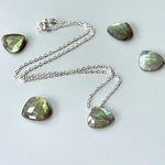 Labradorite Necklace, Sterling Silver Large Gemstone Pendant Handmade Labradorite Jewelry Minimalist necklace for woman