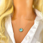 Abalone floating gemstone Solitaire Necklace