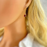 Garnet Earrings 14k Gold fill, Sterling Silver Teardrop Leverbacks