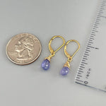 Tiny Tanzanite Earrings 14k Gold, Sterling Silver, Rose Gold Dangling Teardrop Dainty Purple Gemstone Minimalist Handmade Jewelry gift